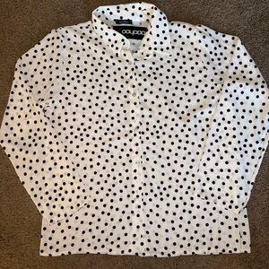 Boohoo White and Black Polka Dot Blouse